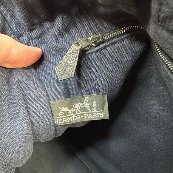 🖤 HERMÈS FOULE MM TOTE - BLACK NAVY HANDBAG 🖤 - Picture 8 of 13